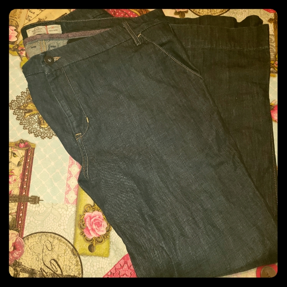Old Navy mid-rise deep blue jeans